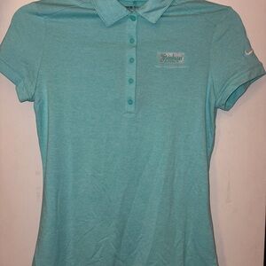 Nike Steinlager Women's Aqua Button Down Golf polo Shirt NWT
